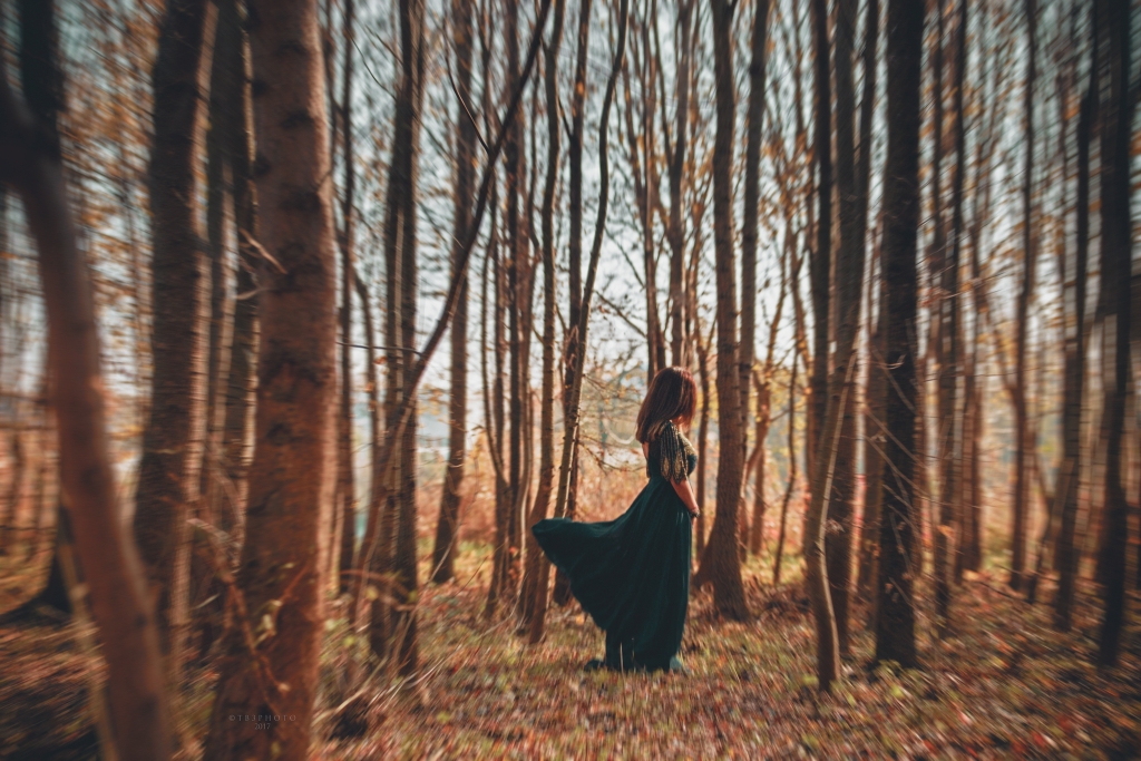 rahau.ro photography woman portrait beauty lifestyle forest sunset greendress lensbaby